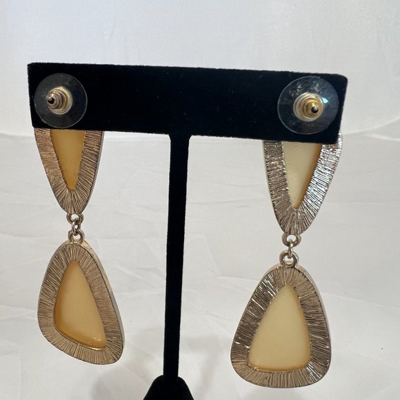Gold Iridescent Stone Earrings - Picture 4 of 4